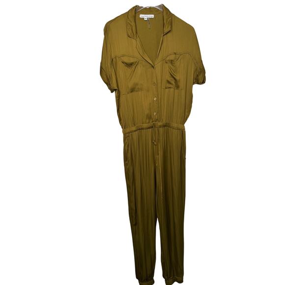 Young Fabulous & Broke Truman Jumpsuit satin safari fern olive green size small - Picture 2 of 6